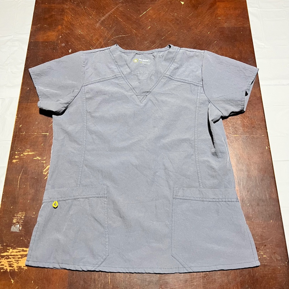WonderWink Four-Stretch V-Neck Scrub Top Pewter Gray Womens Medium 6108 - Picture 1 of 11